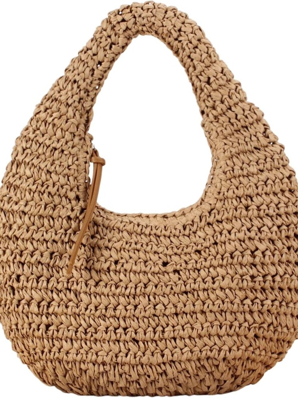 Woven Straw Hobo Bag - Natural Tan